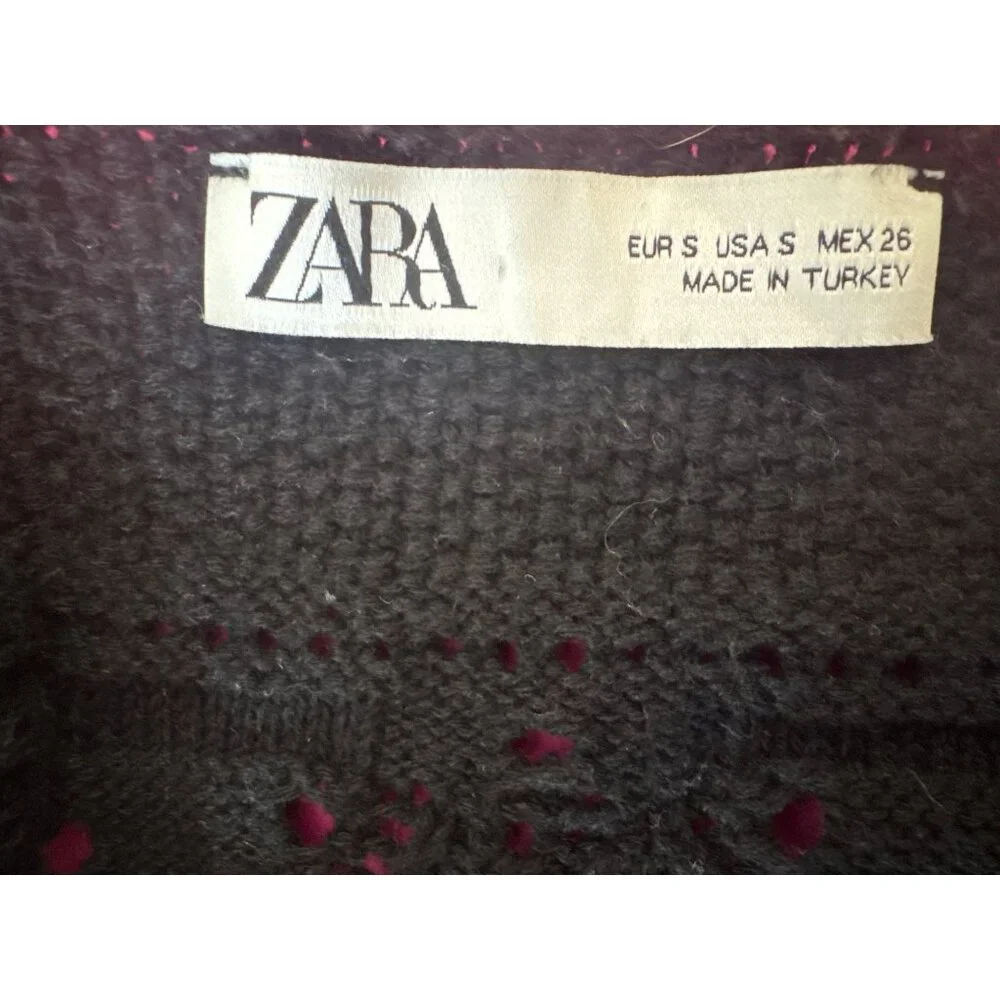 2/$30 ZARA Black Cropped Small Sweater Top Cotton/Polyester